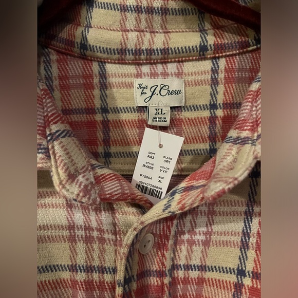 NWT J Crew seaboard soft knit shirt in plaid - Picture 2 of 3